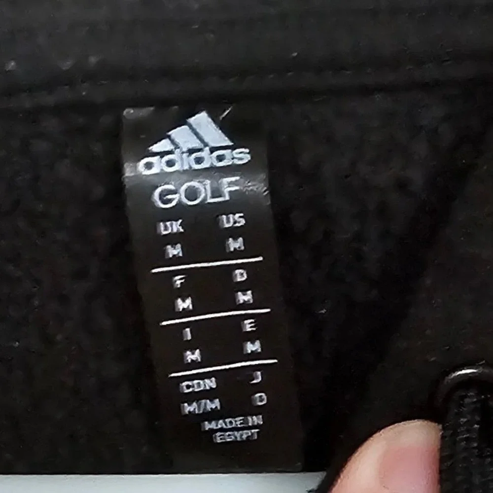 Adidas Golf Mens Black Fleece Hoodie Sweatshirt White Logo Size Medium
